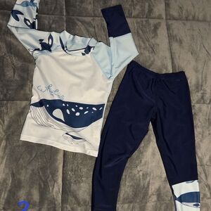 Blue and White Whale Print Swim Set